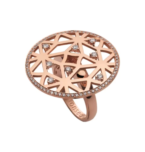 Cocktail Pink Gold Diamonds Ring