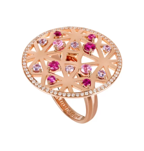 Pink Gold Power Diamonds Sapphires Ring