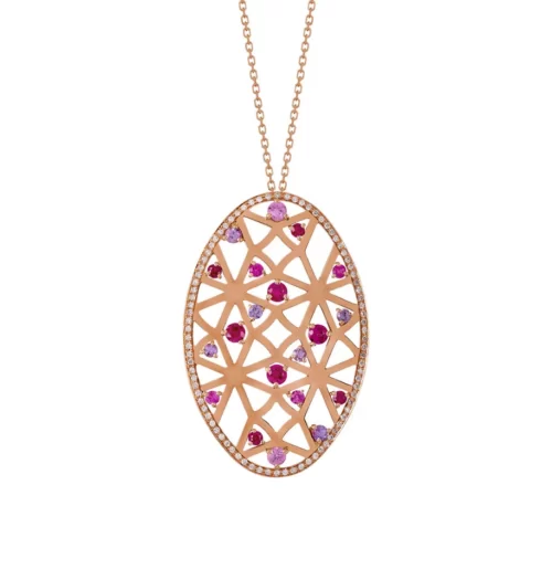 Gold Diamonds Sapphire Rose Power Necklace