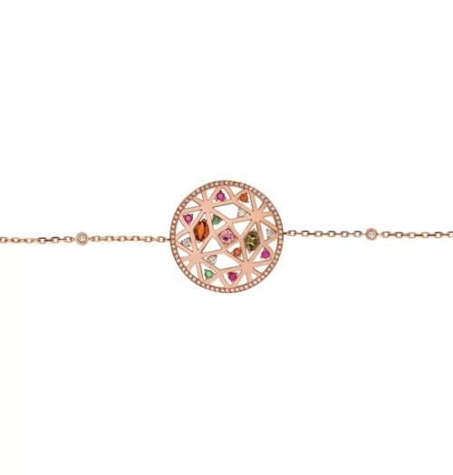 Rose Colorful Gemstones Diamonds Bracelet